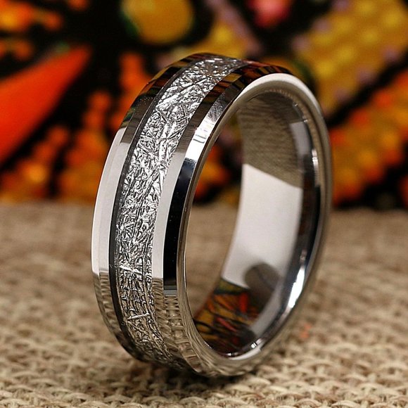 Tungsten Meteorite Ring Tungsten Wedding Ring 8mm Free Shipping
